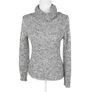 Berretti Cowl Neck Sweater Size M Marled Grey Mohair Wool Blend Made in Italy